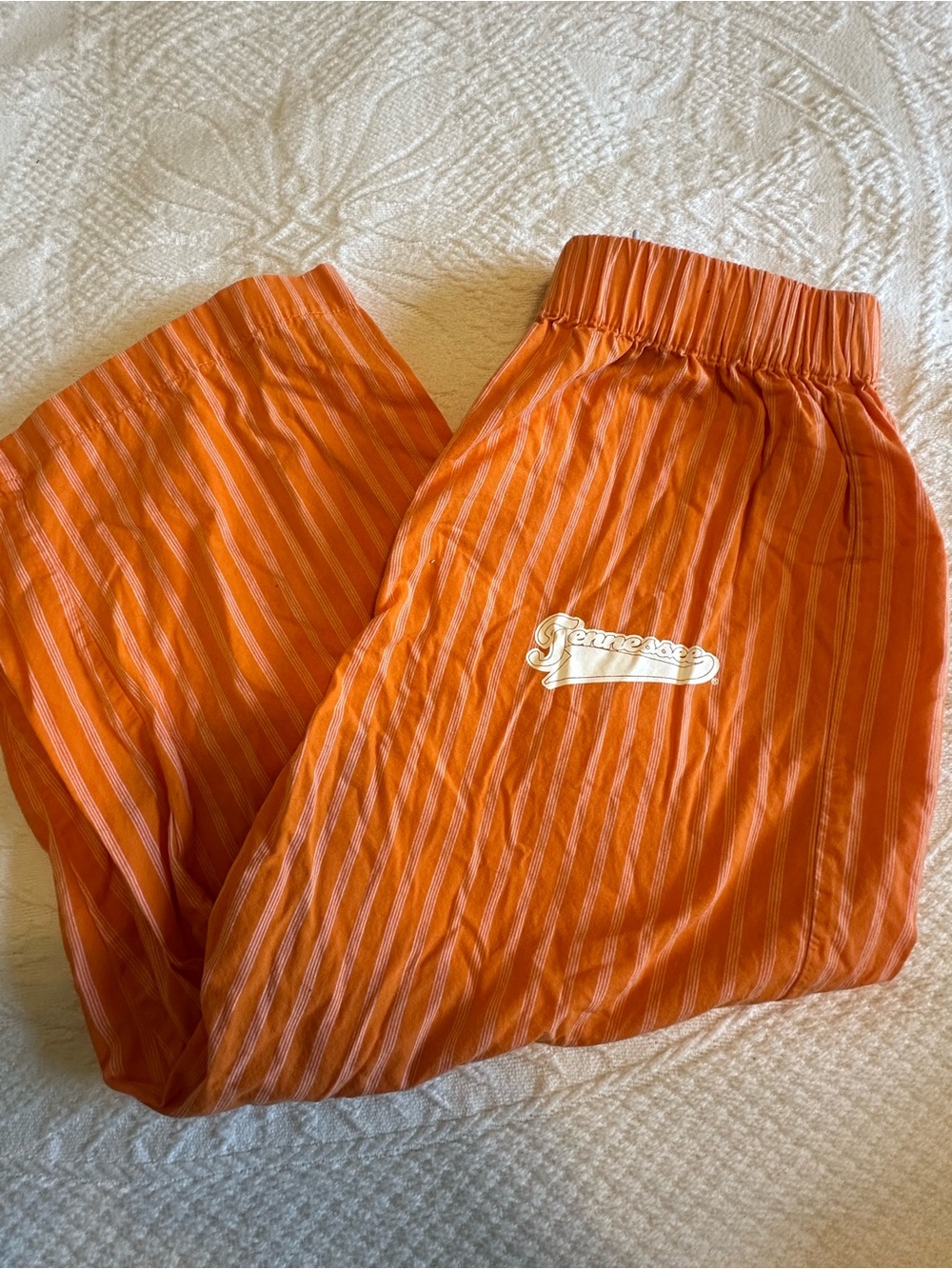 NCAA TENNESSEE Orange Striped Pajama Bottoms with White Logo